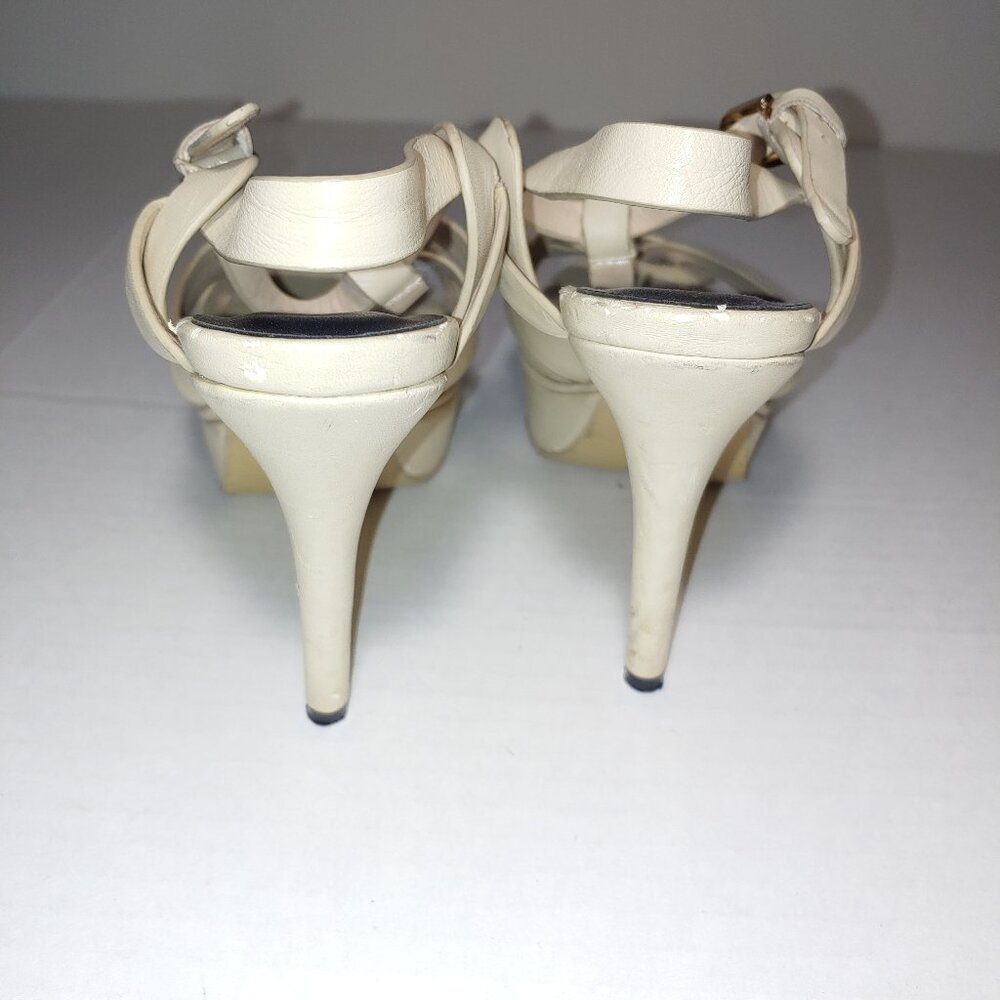 SAINT LAURENT Tribute Platform Sandals in Smooth Leather Cream Size 39 - Picture 5 of 15
